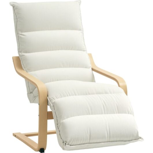 Homcom - Birch Wood Lounge Chair for Living Room, Bedroom, Cream White