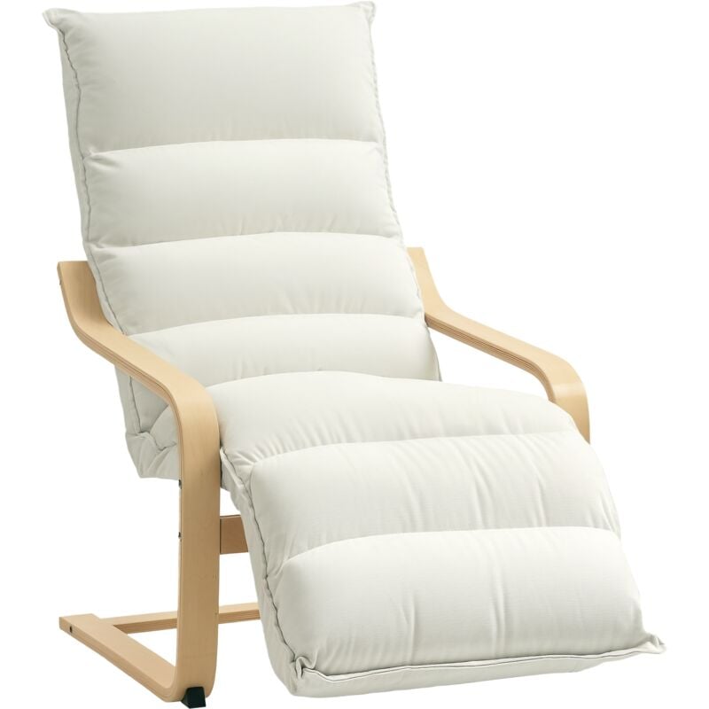 Homcom - Birch Wood Lounge Chair for Living Room, Bedroom, Cream White