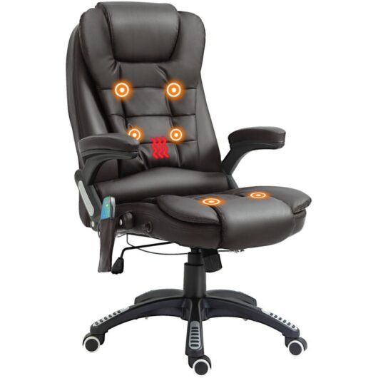 Homcom - Heated Vibrating Massage Office Chair with Reclining Function Brown
