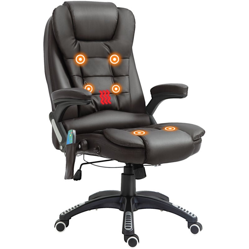 Homcom - Heated Vibrating Massage Office Chair with Reclining Function Brown