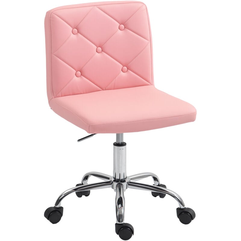 Homcom - Modern Vanity Computer Desk Chair with Rolling Wheels, Pink