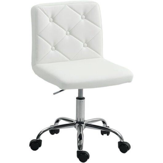 Homcom - Modern Vanity Computer Desk Chair with Rolling Wheels, White