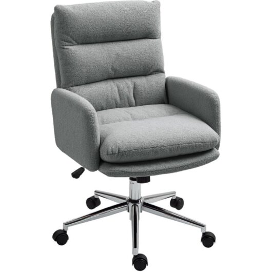 Homcom - Upholstered Desk Chair with Height Adjustable, Grey