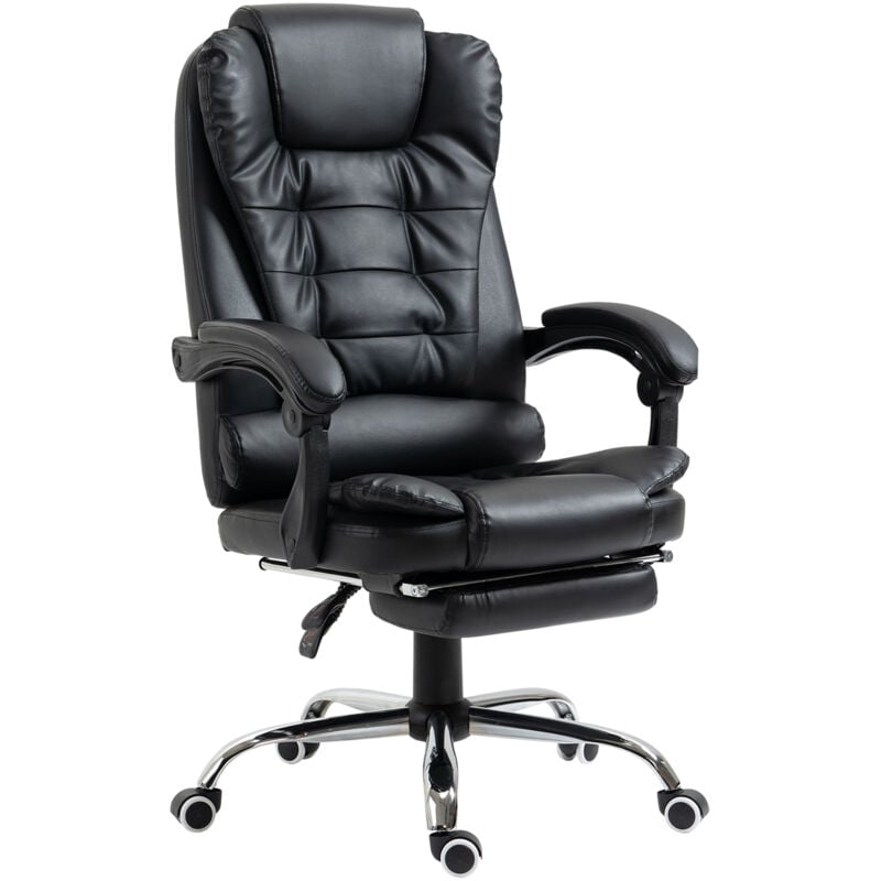 Homcom - pu Leather Executive Office Chair with Retractable Footrest Black