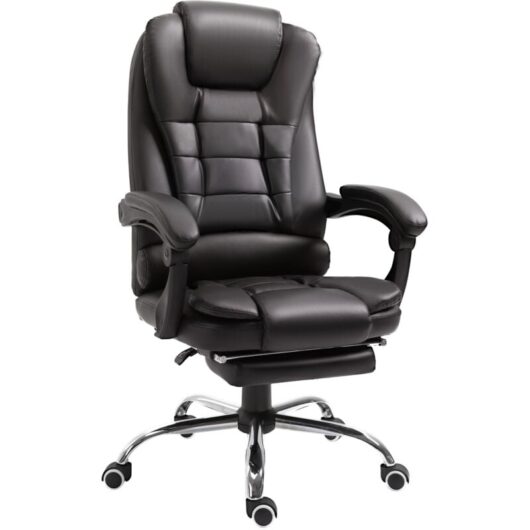 Homcom - pu Leather Executive Office Chair with Retractable Footrest Brown