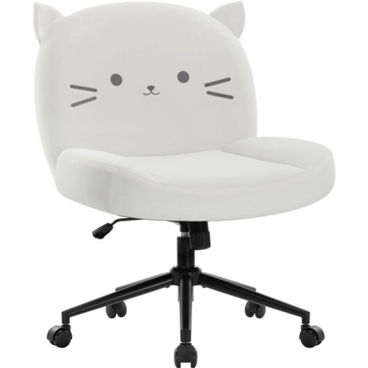 IWMH office chair with casters, cute swivel chair with casters, ergonomic computer chair, height adjustable - white
