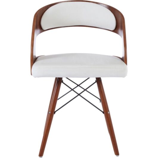 Interiors By Premier Vintage White Leather Effect Chair With Curved Back, Modern Comfortable Chair, Durable Luxury Chair