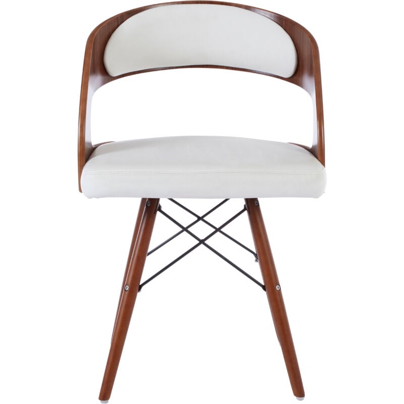 Interiors By Premier Vintage White Leather Effect Chair With Curved Back, Modern Comfortable Chair, Durable Luxury Chair