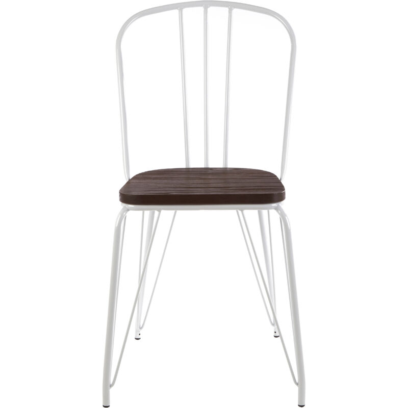 Interiors by Premier White Metal and Elm Wood Arm Chair, Accent Dining Arm Chair, Wooden Living Room Chair for Home, Lounge