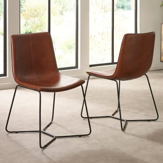 Kerrville Brown PU Leather Dining Chairs - Pair
