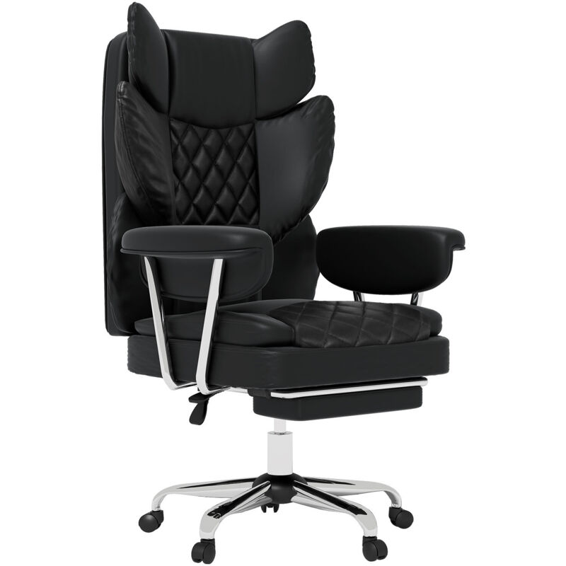 Levede Office Desk Chair Big and Tall for Heavy People with Footrest PU Black