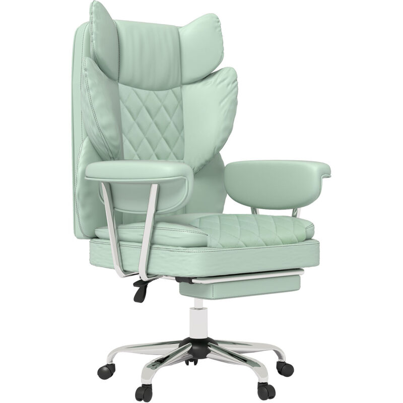 Levede Office Desk Chair Big and Tall for Heavy People with Footrest PU Green