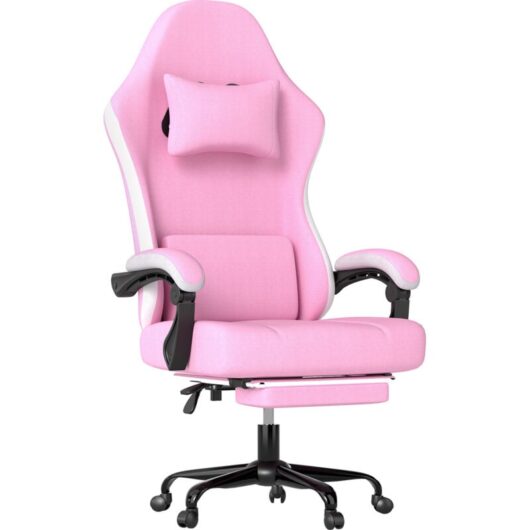 Levede Office Desk Chair Fabric Gaming Recliner Adjustable Height Swivel Pink