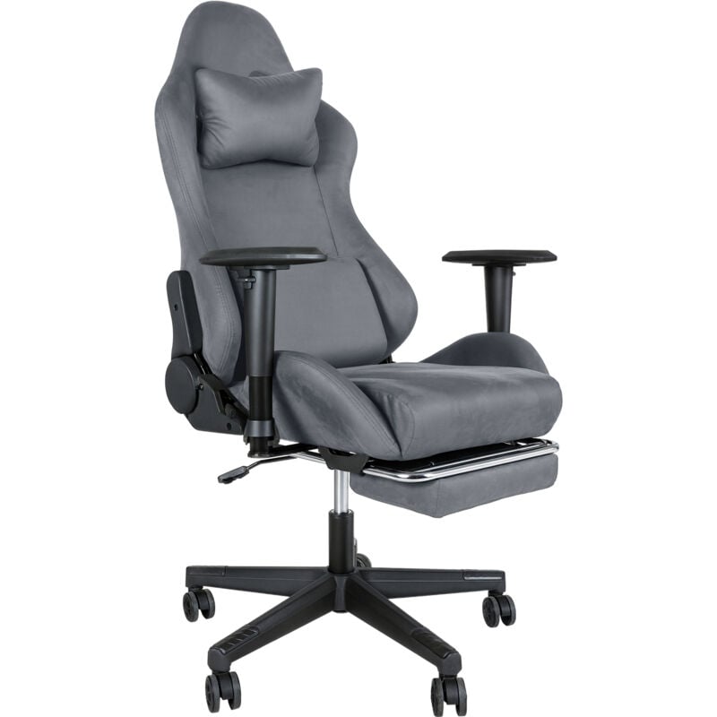 Levede Office Desk Chair Gaming Recliner Adjustable Height with Footrest Grey