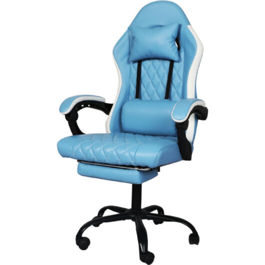 Levede Office Desk Chair PU Gaming Recliner Adjustable Height Swivel Blue