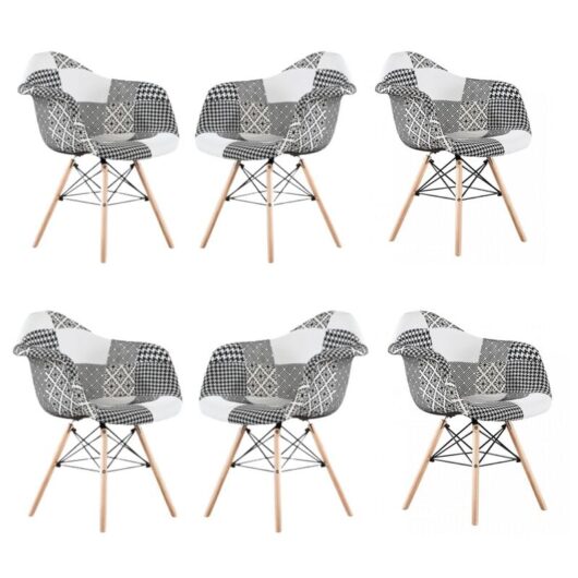 Life Interiors - Set of 1/2/4/6 Chrono Patchwork Eiffel Dining Chair - Set of 6 - Multicoloured - Multi