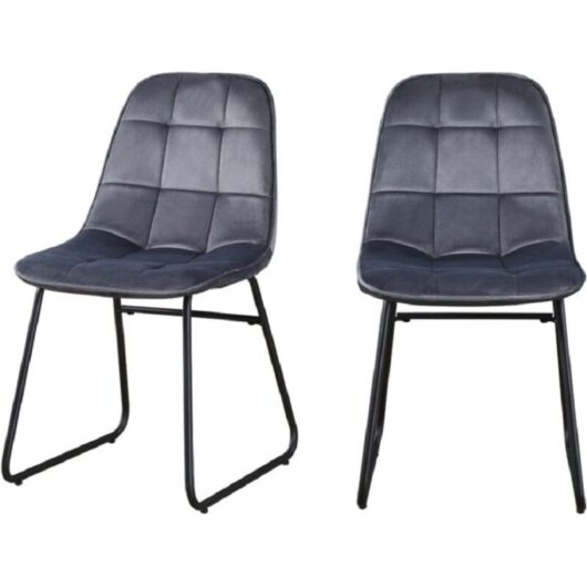 Lukas Chair (Box of 2) - L54 x W43 x H81 cm - Grey Velvet