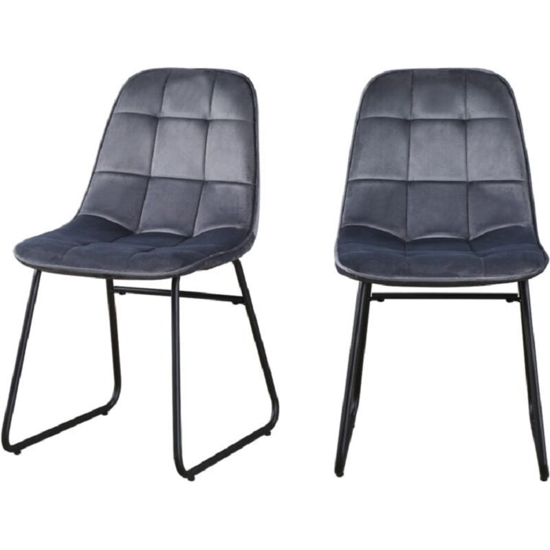 Lukas Chair (Box of 2) - L54 x W43 x H81 cm - Grey Velvet
