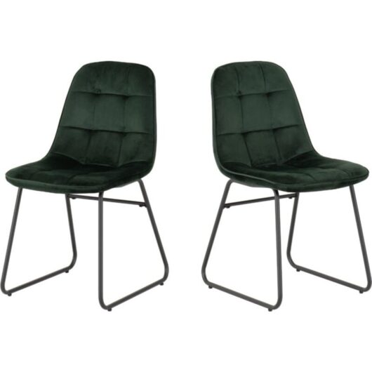 Lukas Dining Chair (Pack of 2) - L54 x W43 x H81 cm - Emerald Green Velvet