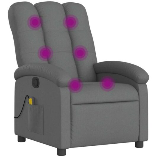 Massage Recliner Chair Dark Grey Fabric Vidaxl