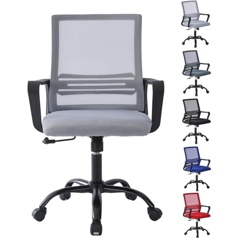 Mcc Direct - Adjustable Swivel Office Chair w/Padded Seat Cushion and Lumbar Support - mesh light grey