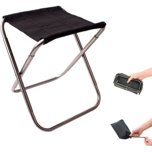Mini Portable Folding Chair with Bag, Aluminum Ultralight Compact Folding Stool with Carry Bag for Garden, Beach, Fishing, Hiking, Camping, Picnic