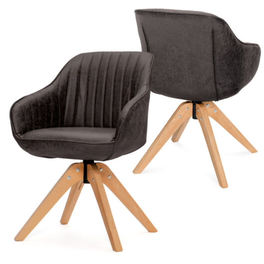 Modern Swivel Accent Chair Set of 2 Ergonomic Armchairs Desk Chairs-Coffee