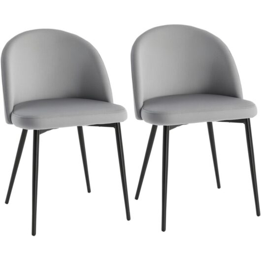 Modern Upholstered Fabric Bucket Seat Dining Chairs Set of 2 Grey - Homcom