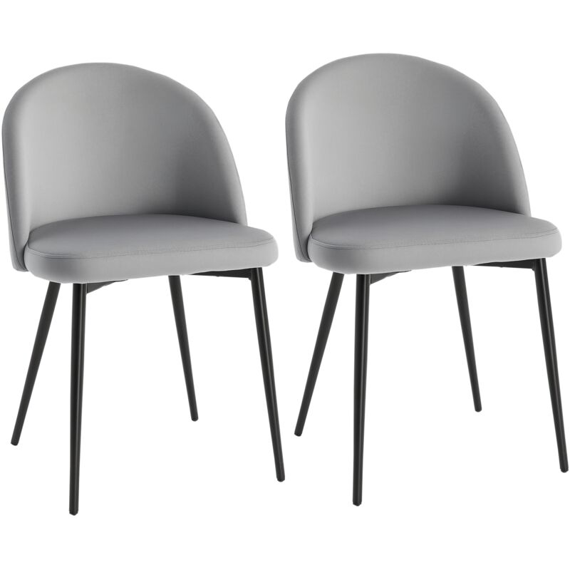 Modern Upholstered Fabric Bucket Seat Dining Chairs Set of 2 Grey - Homcom