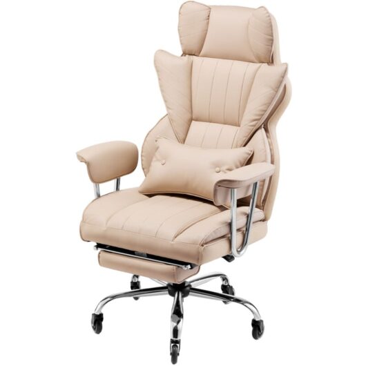 Mophorn Executive Office Chair, High Back Chair with Footrest & Detachable Armrests, Ergonomic Desk Chair with High-Resilience Foam Cushion, PU