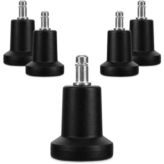 Office Chair Bells - Set of 5 Replacement Caps for 10/22mm Chair Casters - Silent Fixed Seat Leg for Hard Floors