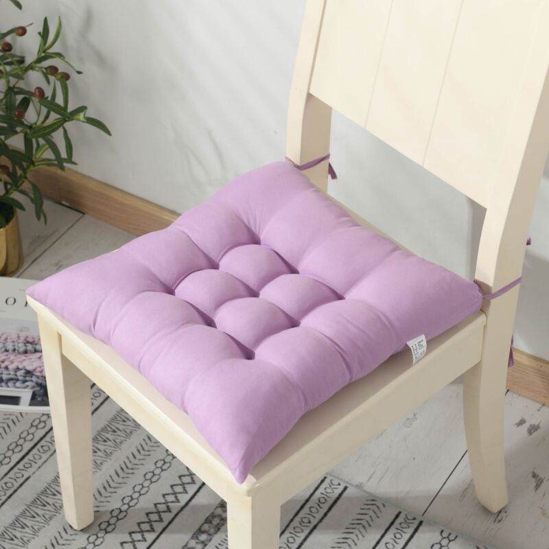Office Chair Cushion, Seat Cushion, Chair Pad Set with Ties, Thick Soft Square Dining Chair Mat - 40 x 40 cm - Purple Furniture Cushion