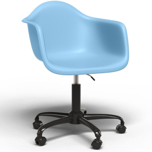 Office Chair with Armrests - Desk Chair with Wheels - Weston Black Frame Light blue