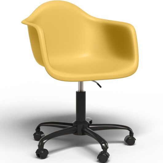 Office Chair with Armrests - Desk Chair with Wheels - Weston Black Frame Pastel yellow