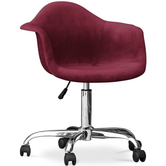 Office Chair with Armrests - Swivel Desk Chair with Castors - Grev Dark red