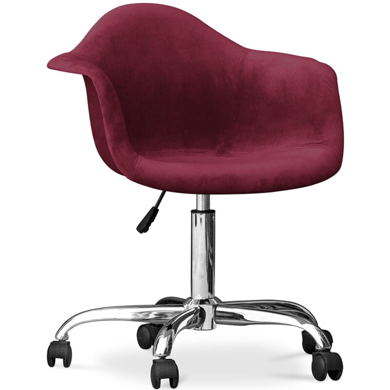 Office Chair with Armrests - Swivel Desk Chair with Castors - Grev Dark red