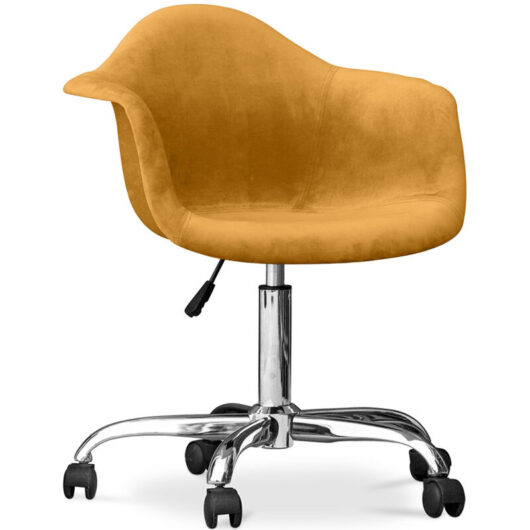 Office Chair with Armrests - Swivel Desk Chair with Castors - Grev Mustard