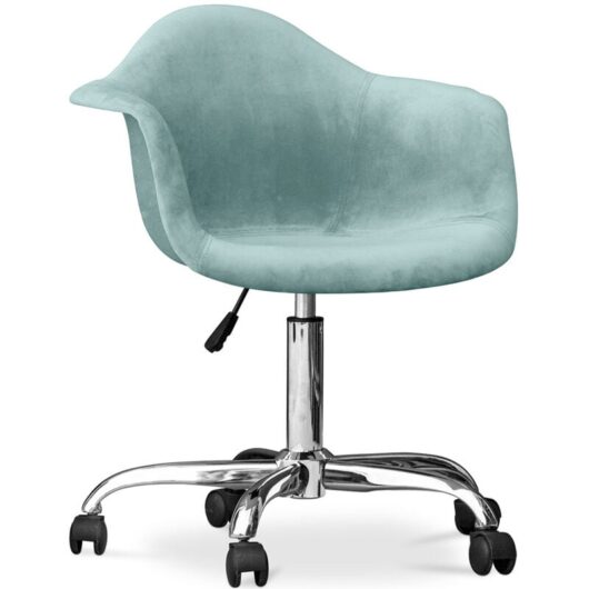 Office Chair with Armrests - Swivel Desk Chair with Castors - Grev Pastel blue