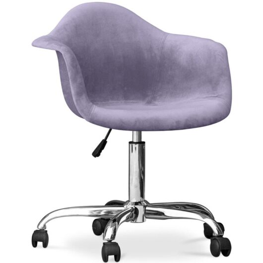 Office Chair with Armrests - Swivel Desk Chair with Castors - Grev Pastel purple