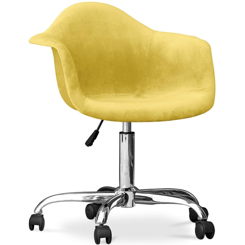 Office Chair with Armrests - Swivel Desk Chair with Castors - Grev Yellow