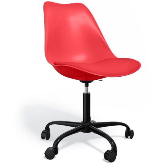 Office Chair with Wheels - Swivel Desk Chair - Tulip Black Frame Red