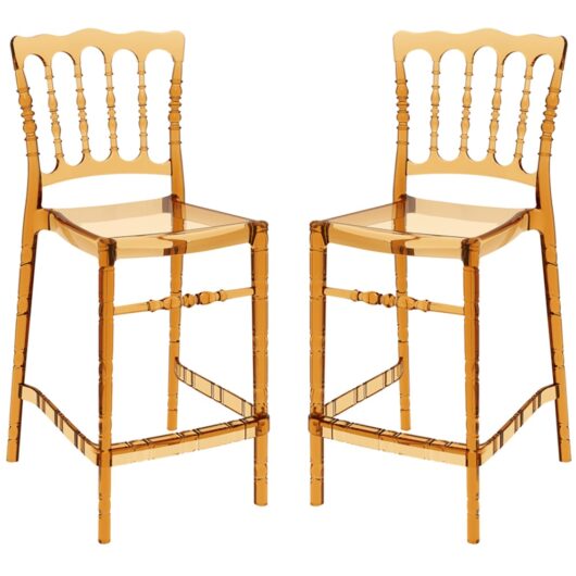 Oregon Amber Transparent Polycarbonate Bistro Chairs In Pair