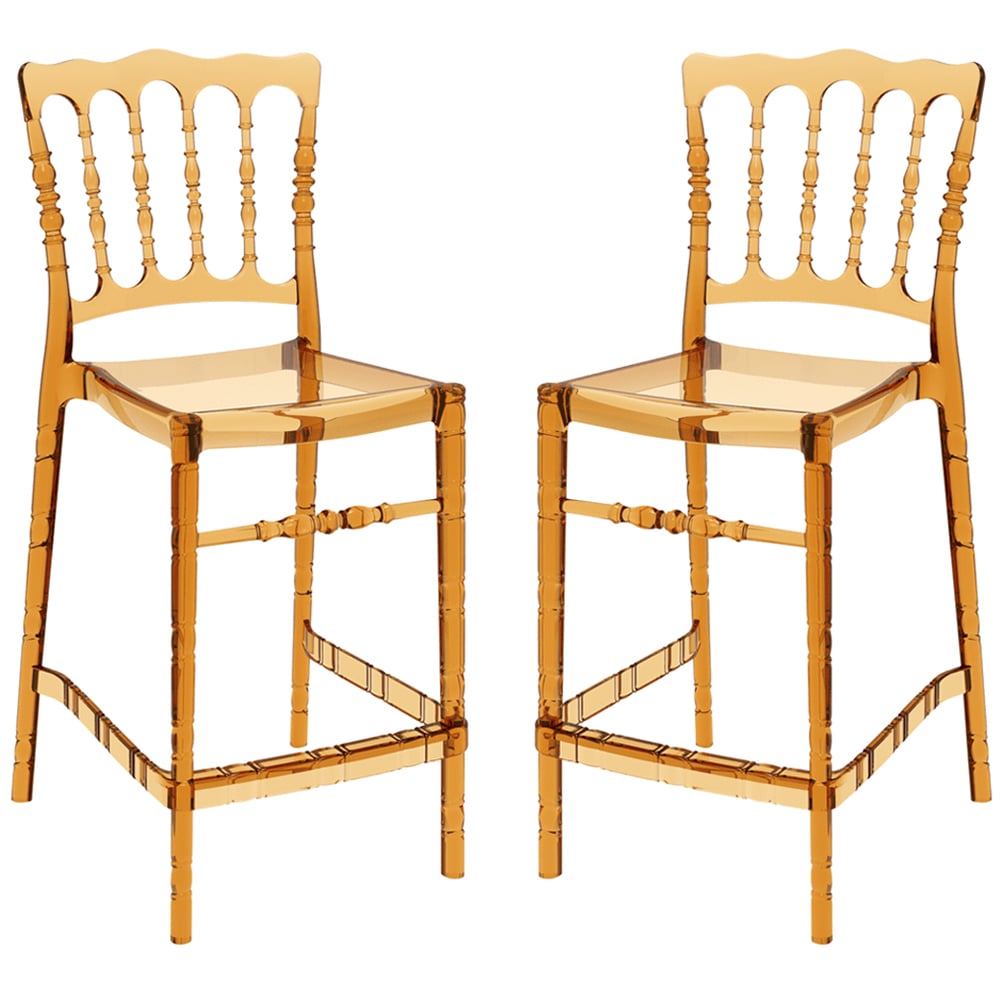 Oregon Amber Transparent Polycarbonate Bistro Chairs In Pair