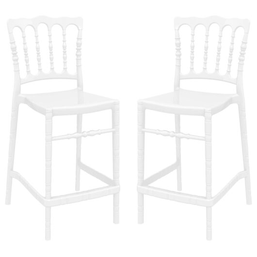 Oregon Glossy White Polycarbonate Bistro Chairs In Pair