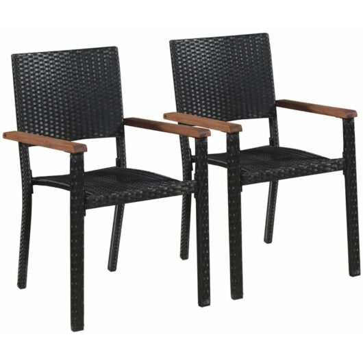 Outdoor Chairs 2 pcs Poly Rattan Black vidaXL