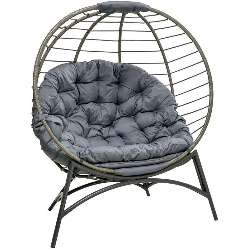 Outsunny - Rattan Egg Chair Wicker Basket Chair with Cushion Bottle Holder Bag