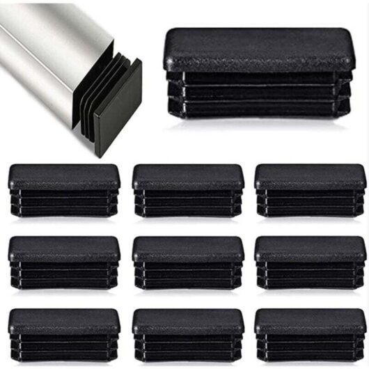 Pack of 12 rectangular tube plugs - 80 x 40 mm - For metal tubes - For tubular chairs and furniture - Black mumu