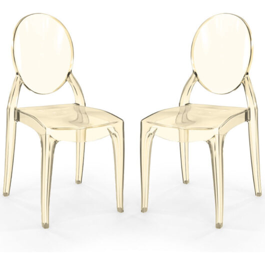 Pack of 2 Dining Chairs Transparent - Estilo Victoria Amber