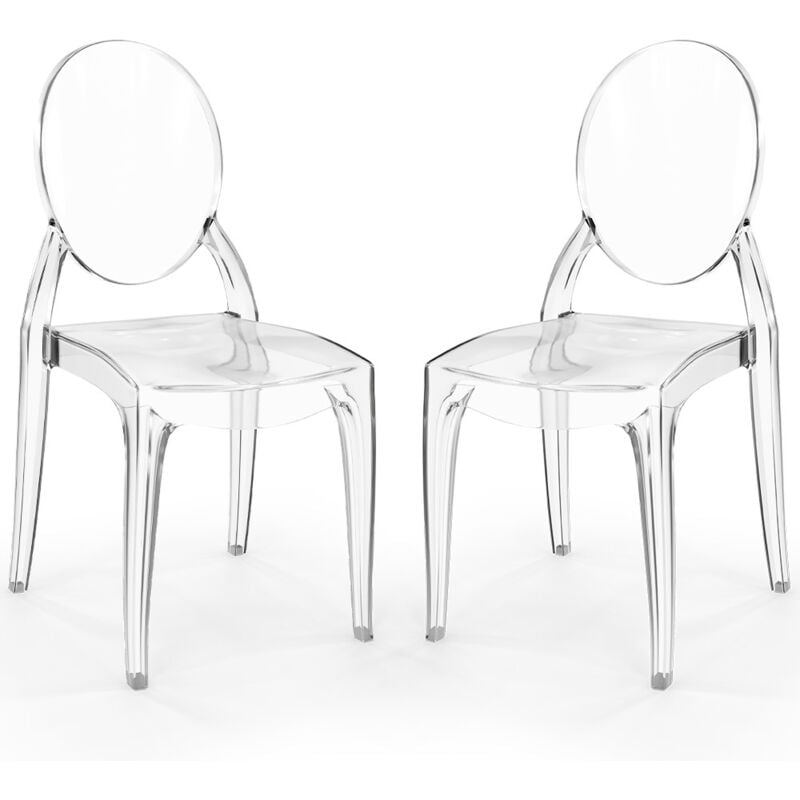 Pack of 2 Dining Chairs Transparent - Estilo Victoria Transparent