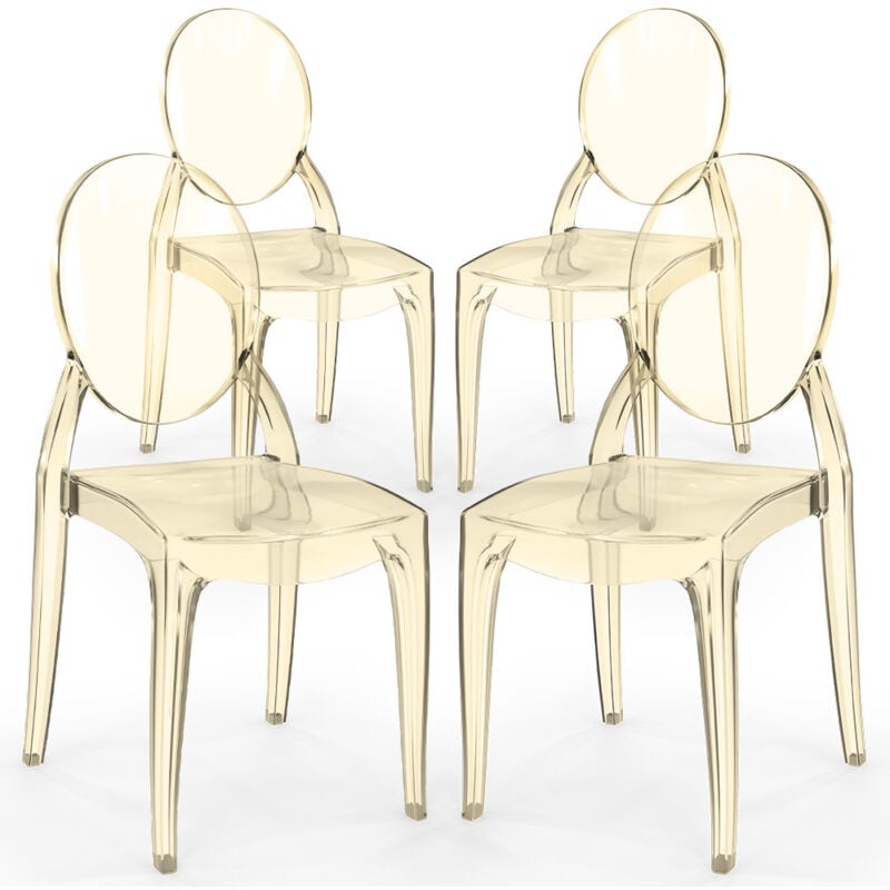 Pack of 4 Dining Chairs Transparent - Estilo Victoria Amber